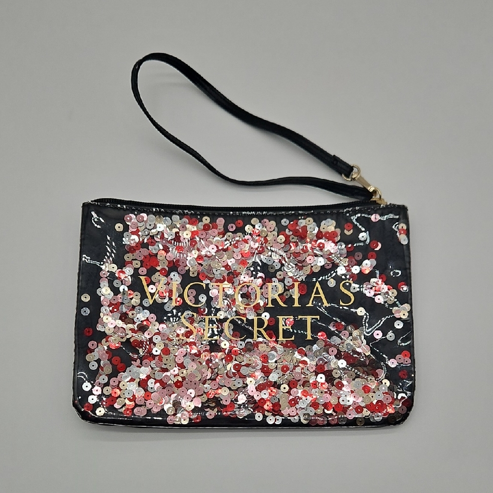 Victoria's Secret Sequin Wristlet in Black and Red Glitter Y2K
